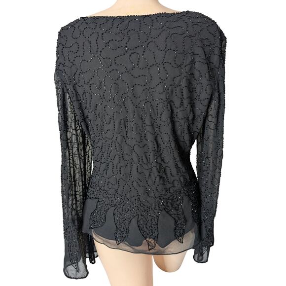 Vintage‎ Chiffon Beaded Top Women Large Whimsigoth Party Cocktail Fairy Grunge - Picture 3 of 7